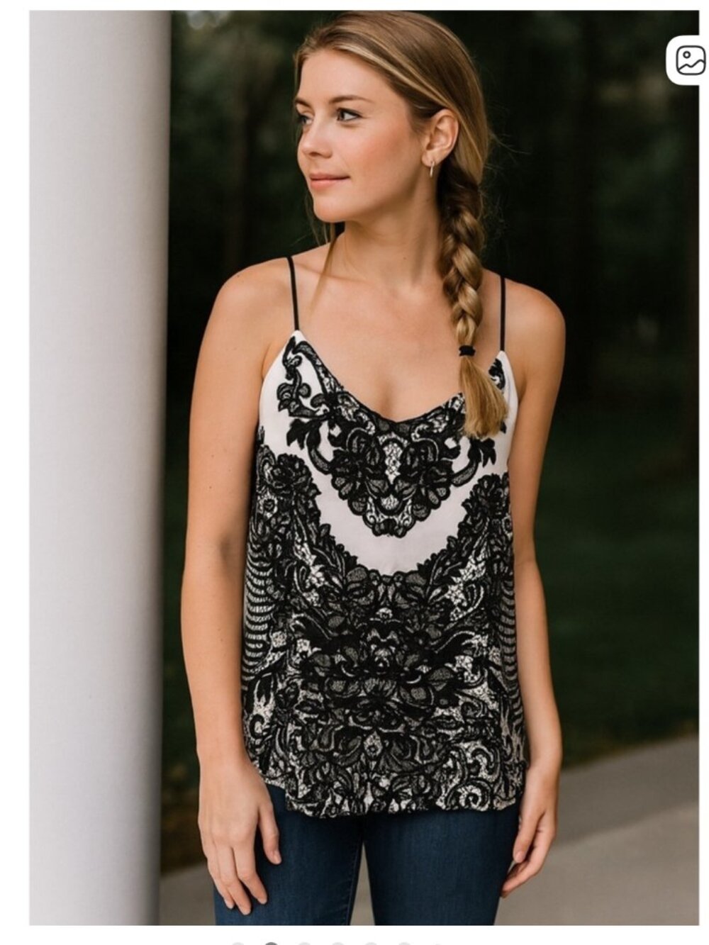 Express Reversible Barcelona Cami/ Tank Top in Beige & Black Paisley Print Small